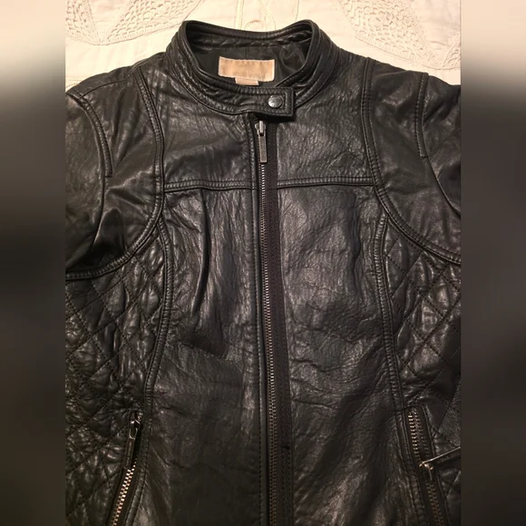 Michael Kors Genuine Black Leather Jacket - Picture 2 of 8